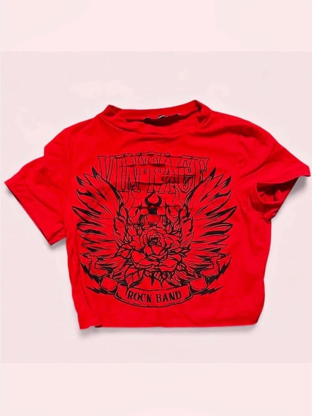 Graphic Rock Band Tee in Red